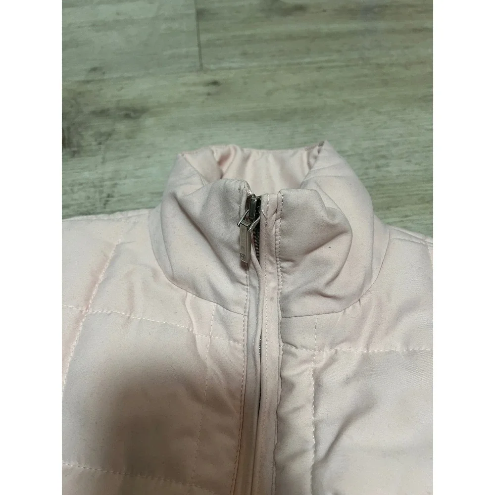 Lauren Ralph Lauren Quilted Belted Vest Pink Sleeveless Zip Front Pockets Womens